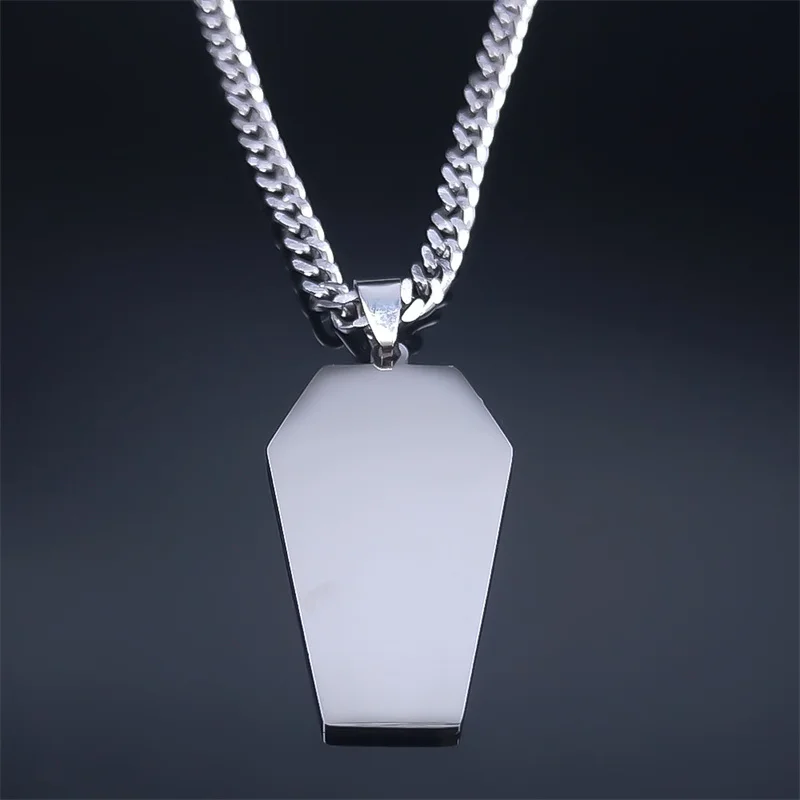 Punk DIG ME OUT Coffin Pendant Necklace Stainless Steel Goth Eyes Tears Necklaces Music Gothic y2k Jewelry collar acero N3703