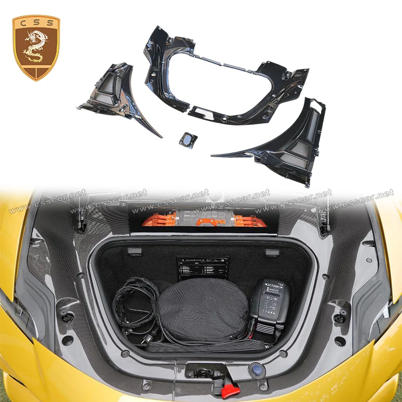 NEW 5pcs Dry Carbon Fiber Car Trunk Boot Trim Kits for Ferrari SF90 Stradale Spider OEM Luggage Interior Accessories 2020-2026