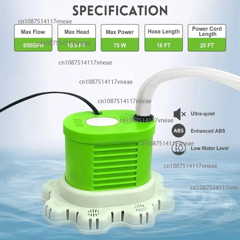 850 GPH Portable Submersible Pool Cover Pump 16\