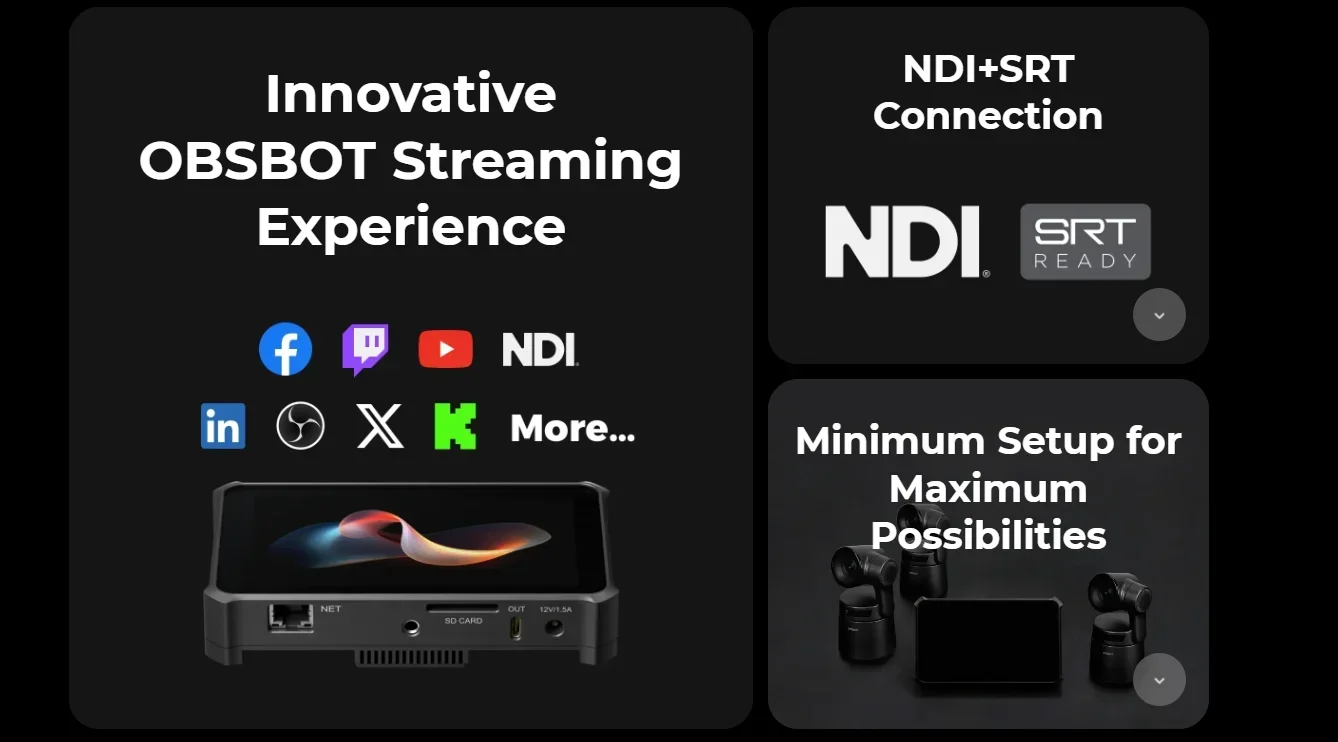 2025 OBSBOT Talent Video Switcher Monitor Encorder Recorder Video Mixer for Live Streaming YouTube