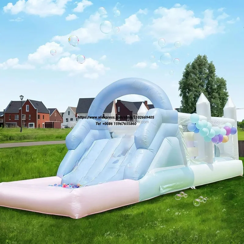 

7.6x2.7x2.7m Inflatable Bouncer Outdoor Bouncing Castle Umpers Slide Party Rental Bouncy White Castle Bounce House Jumping