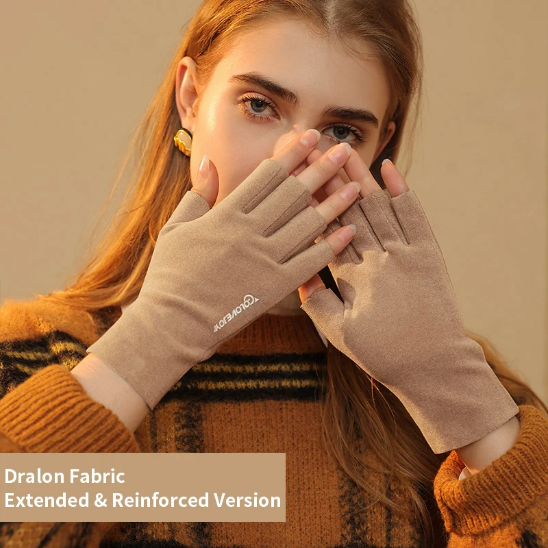 

Daily Use Lightweight Half Finger Gloves Warm Fingerless Driving Short Mittens for Winter Semi-Finger Riding Gloves
