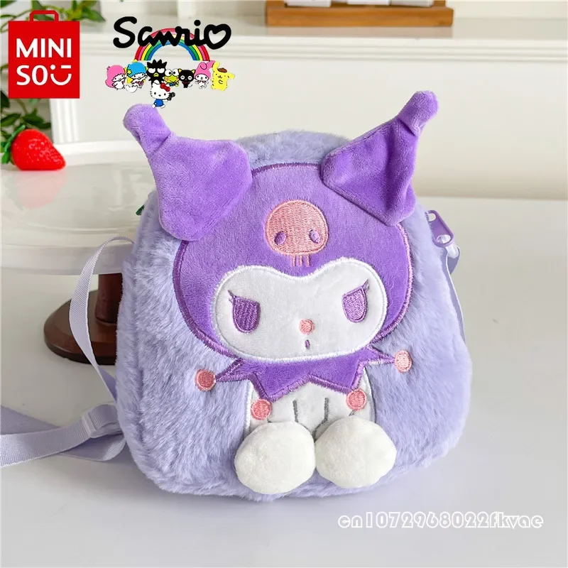 Sanrio-Bolso cruzado de felpa de alta calidad para niños y mujeres, minibolsa de almacenamiento versátil para teléfono móvil con dibujos animados, novedad de 2024