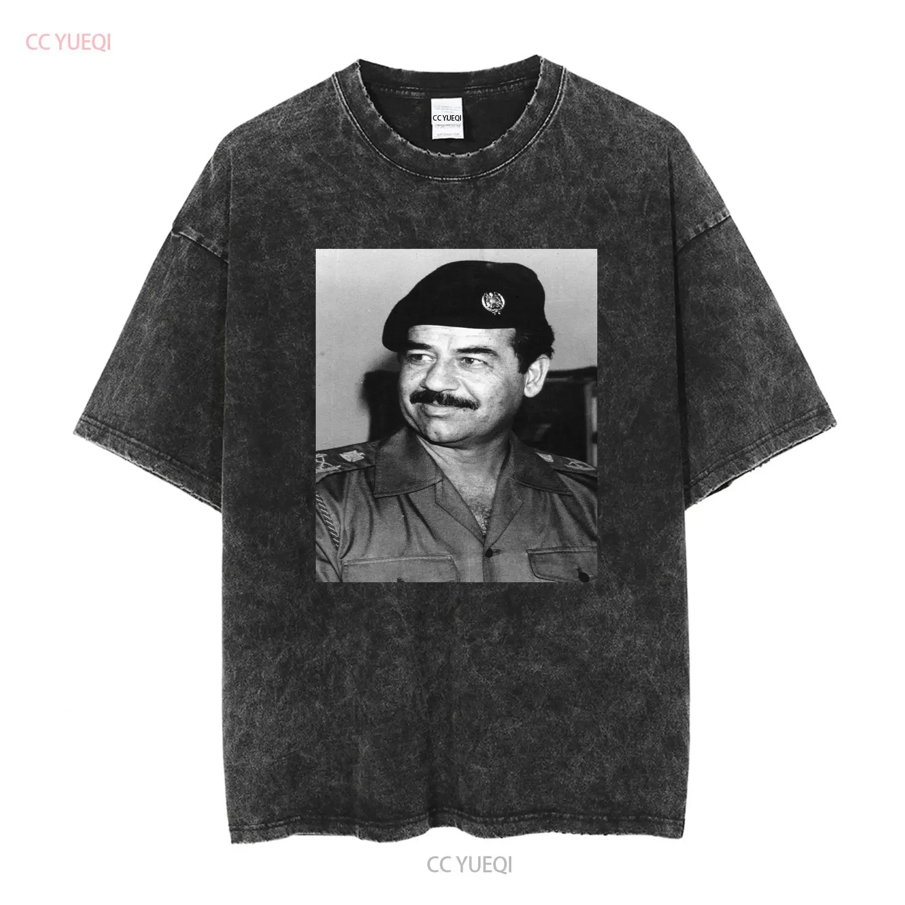 Saddam Hussein shirt photo t lovers vintage Washed Slightly streetwear homme Stylish Top For Everyday Wear Casual graphic