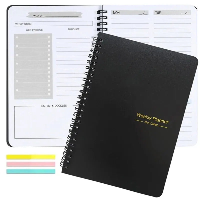 Undated Weekly Planner A5 Weekly Goals Spiral Binding Notebook Planner Agenda Record Daily Plans To Achieve Future Goals