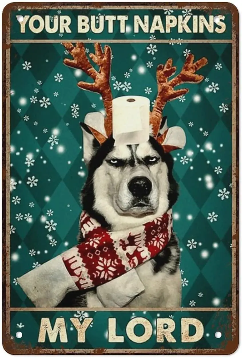 Your Butt Napkins My Lord Husky Dog Christmas Poster,Funny Christmas Bathroom Decor,Funny Dog Art Print,Dog Christmas