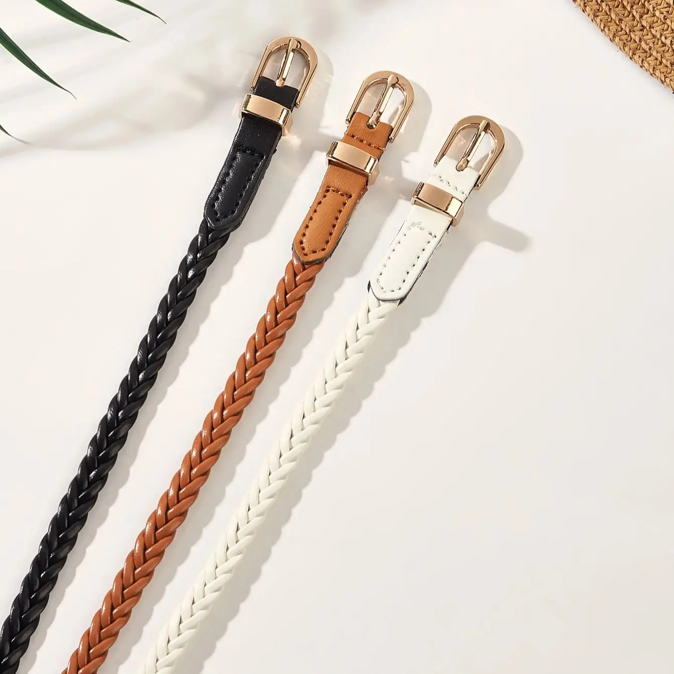 Hand-woven wax rope needle buckle belt