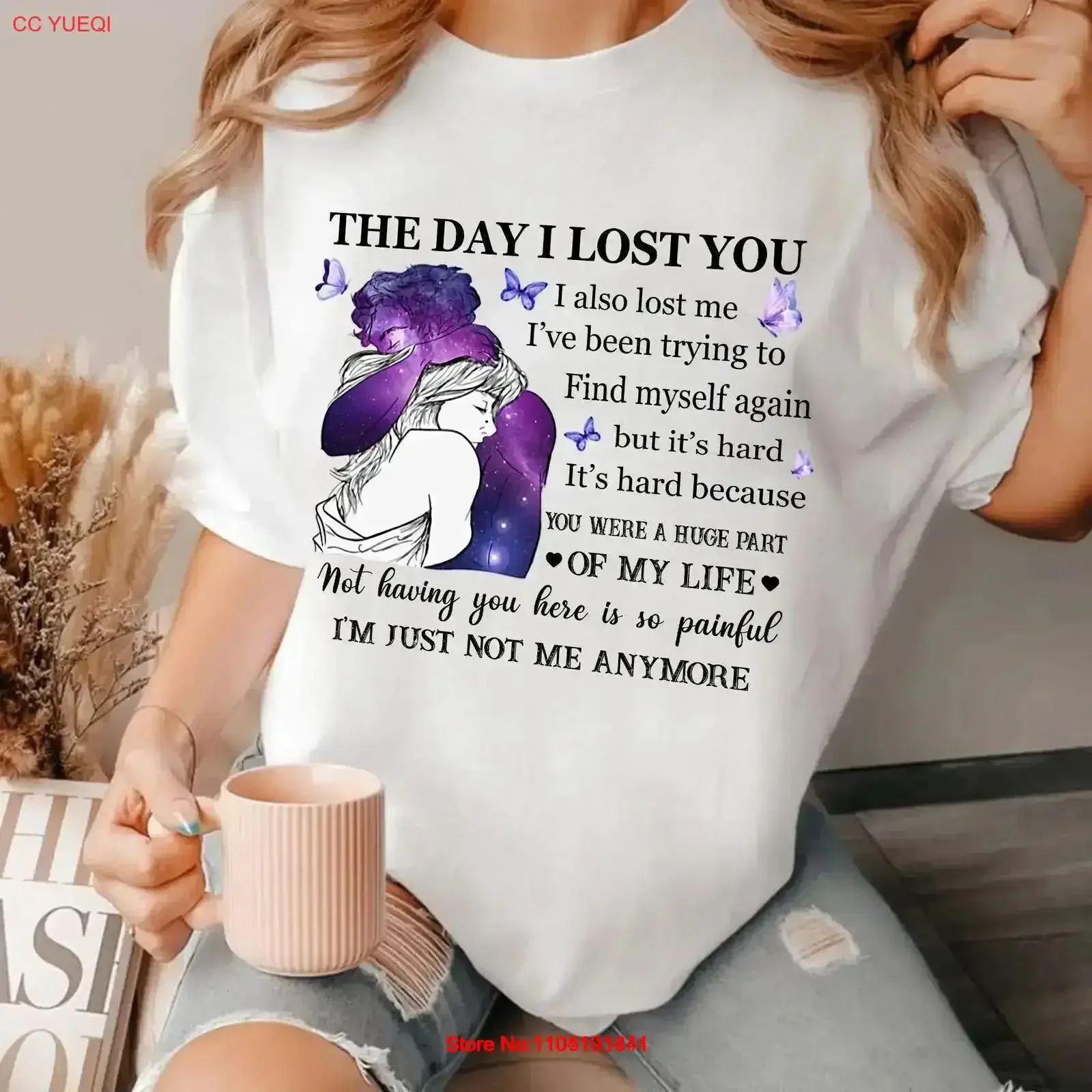 The Day I Lost You Memorial T Shirt Grief Quote Loss of Loved One Sympathy ComforT for Healing vintage Washed vintage Washed