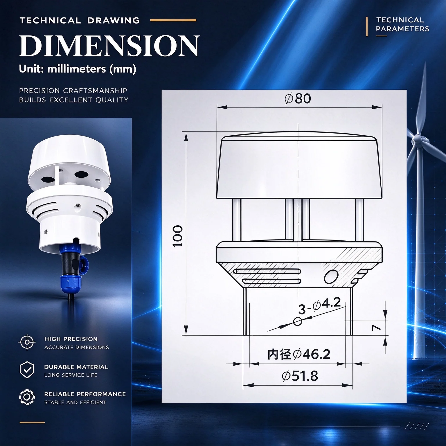 Ultrasonic Wind Speed and Direction Sensor Module 0-45m/s Output RS485 0-5V 0-10V 4-20mA Detection Weather Station Transmitter