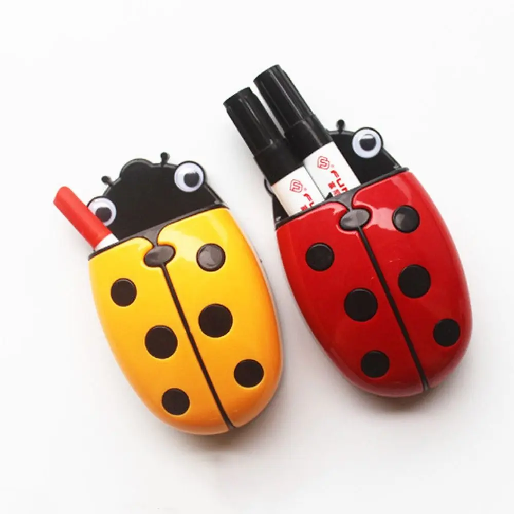 Ladybug kotak penyimpanan penyusun pena papan tulis, pemegang spidol papan tulis desain penghapus magnetik plastik menghemat ruang