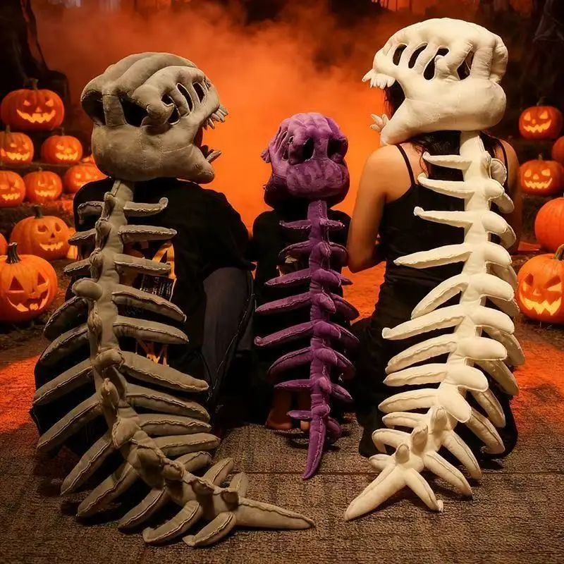 

Dinosaur Skeleton Headgear Plush Funny Novelty Cosplay Full Head Mask With Spine Tail For Adult Halloween Party Costume