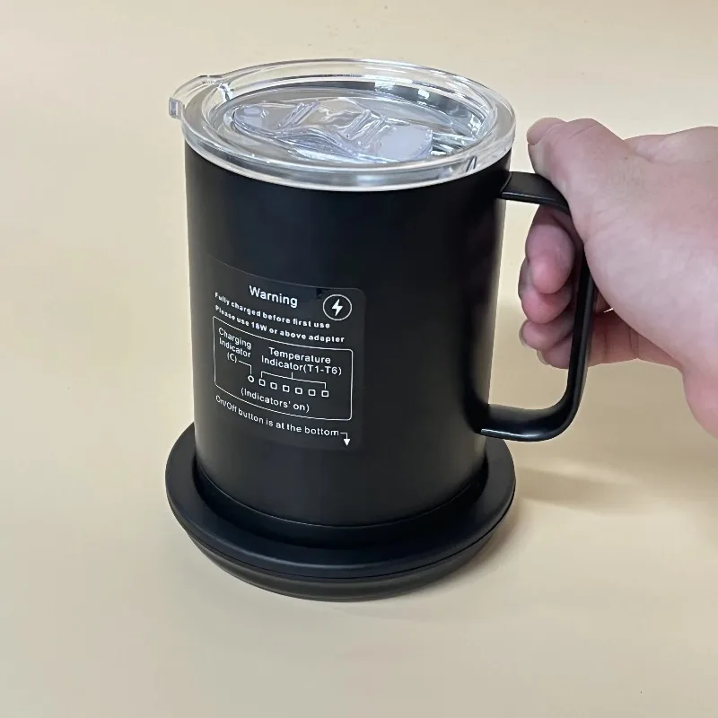 Black New and Improved Design USB Powered App-Controlled Temperature Control Smart Mug with Charging Coaster 14oz