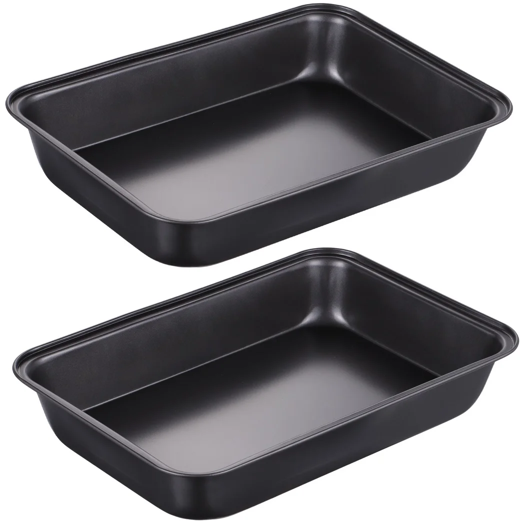 2Pcs Rectangle Cake Pans 12.6×8.7