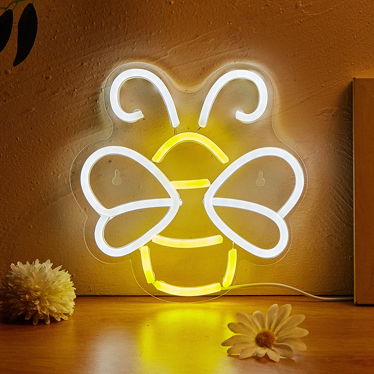 Chi-buy LED Neon Bee USB Powered Neon Signs Night Light 3D Wall Art & Game Room Bedroom Living Room Decor Lamp Signs