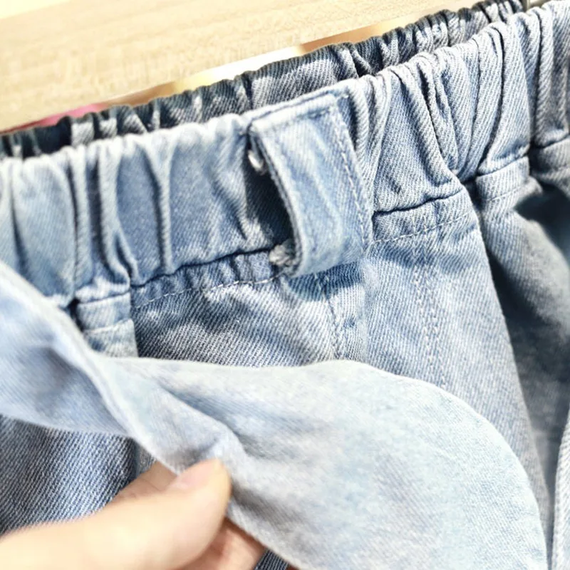 Pantalones cortos de mezclilla con lazo para niñas, pantalones cortos sueltos para niños, pantalones cortos para niñas de 1 a 7 años, pantalones