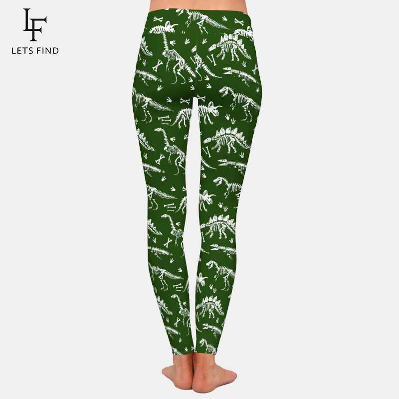 LETSFIND-mallas elásticas de longitud completa para mujer, leggings con Estampado de dinosaurios, calzas sexys de cintura alta para Fitness