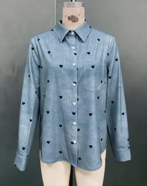 

2025 Autumn New Women's Fashion Casual Button Printed Long Sleeve Shirt Top Women's Wear