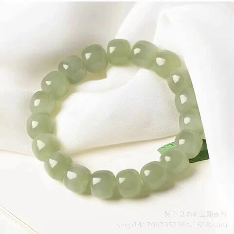 Xinjiang Hetian Water Old-Styled Bead Gradient Color Loose Beads Bracelet Jade