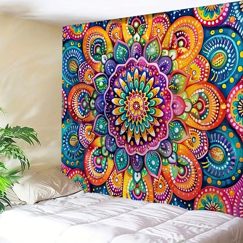 VIKAMA 1 piece Mandala Flower Tapestry For Decoration In Living Room, Bedroom Party Colorful Wall Hanging, Floral Pattern Design