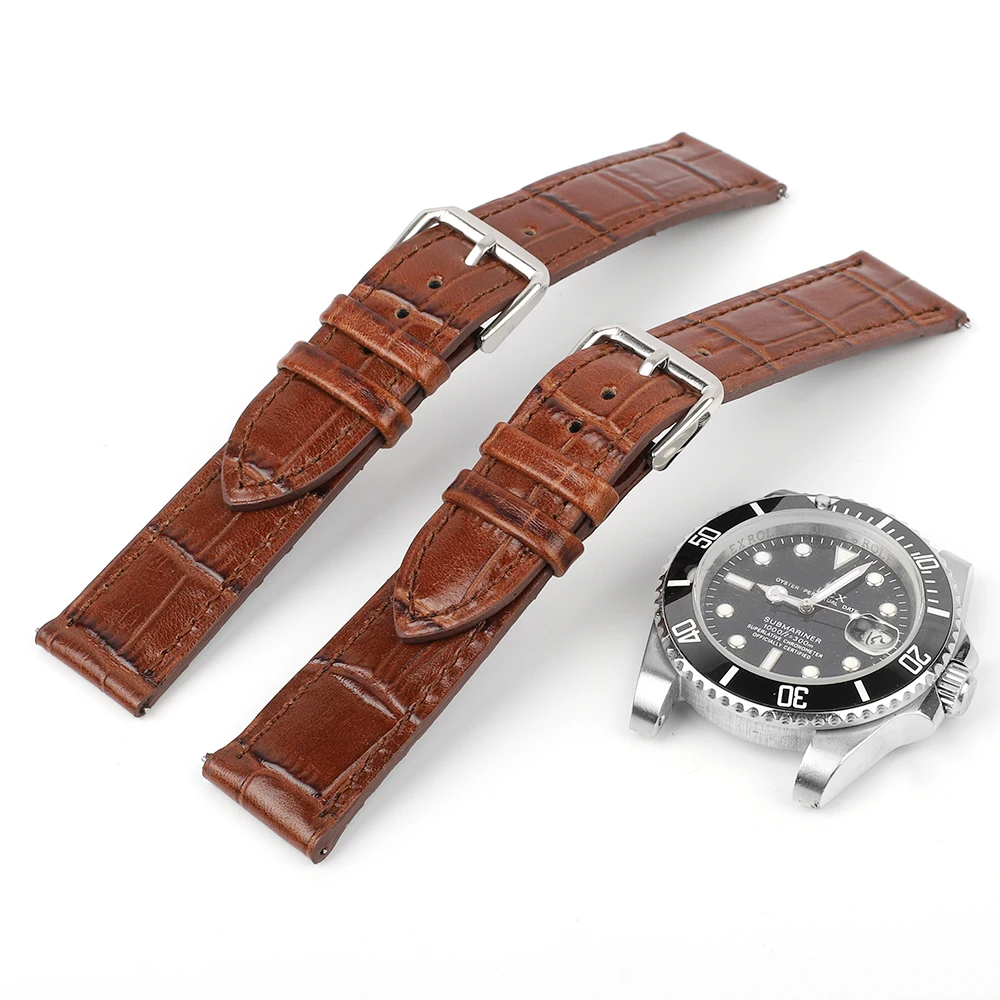 

Genuine Leather Watchbands 16/17/18/19/20/21mm Bamboo Pattern Wristband High Quality Wrist Belt Bracelet Unisex Watch Accessorie