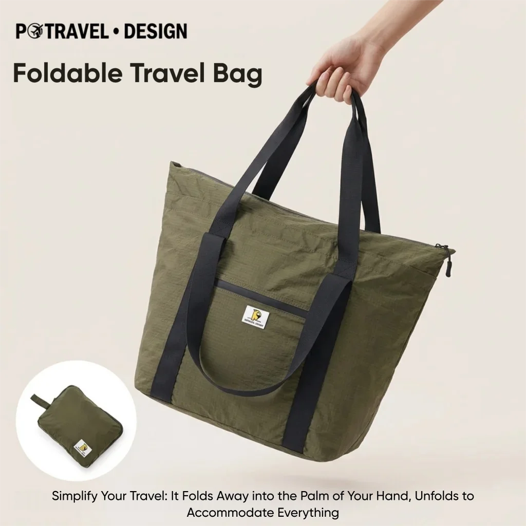 Waterproof Foldable Travel Bag Duffel Tote & Crossbody Bag Large Capacity Portable Luggage Storage Pouch for Women Men