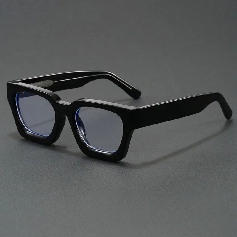 Premium Acetate Thick Frame Square Eyeglasses Anti Blue Light Computer Glasses Retro Fashion Oversized Spectacles