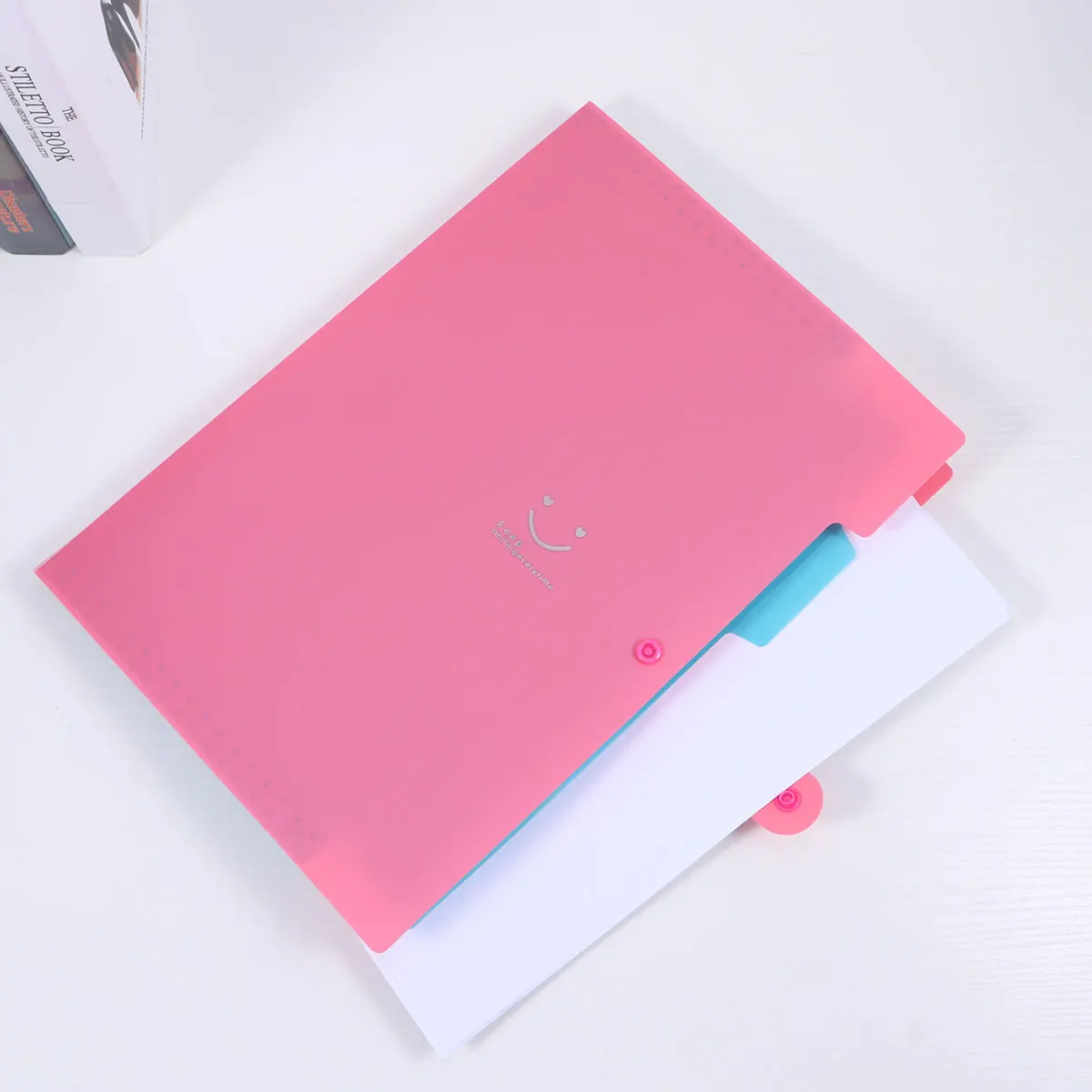 

5pcs Folder Snap Closure 5 Pockets Accordion Plastic Document Organizer Home Office School