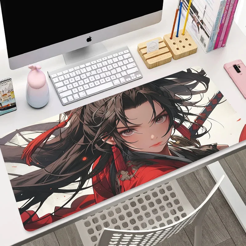 Cute Anime Girl Rubber Gaming Mouse Pad 900x400MM Decoration Keyboard Mousepas Kawaii warrior Large DeskMat for Laptop Gamer Pad