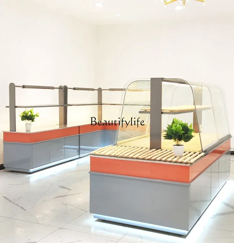 Cake pastry titanium plated island cabinet display commercial baking room side island cabinet