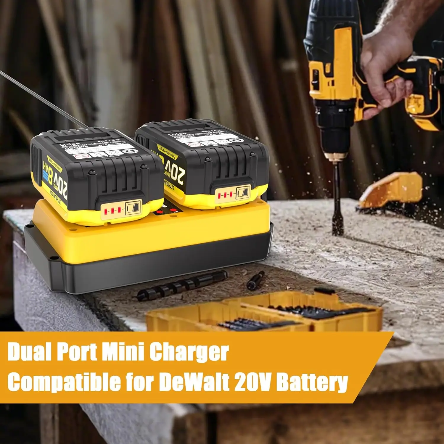 Portable Dual Ports Charger For Dewalt 14.4V-18V Lithium Battery Rechargeable DCB207 DCB206 DCB204 DCB203 Fast Charger image 6