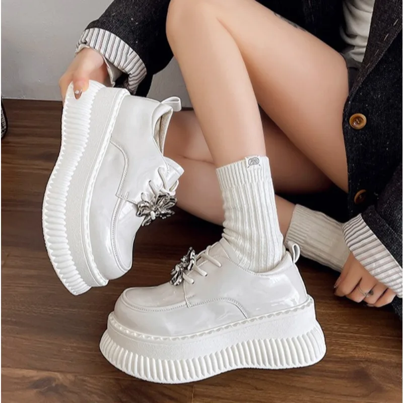

Thick-soled Height-increasing British-style Leather Shoes for Petite Women, New Spring/Autumn 2026 Student Casual Single Shoes