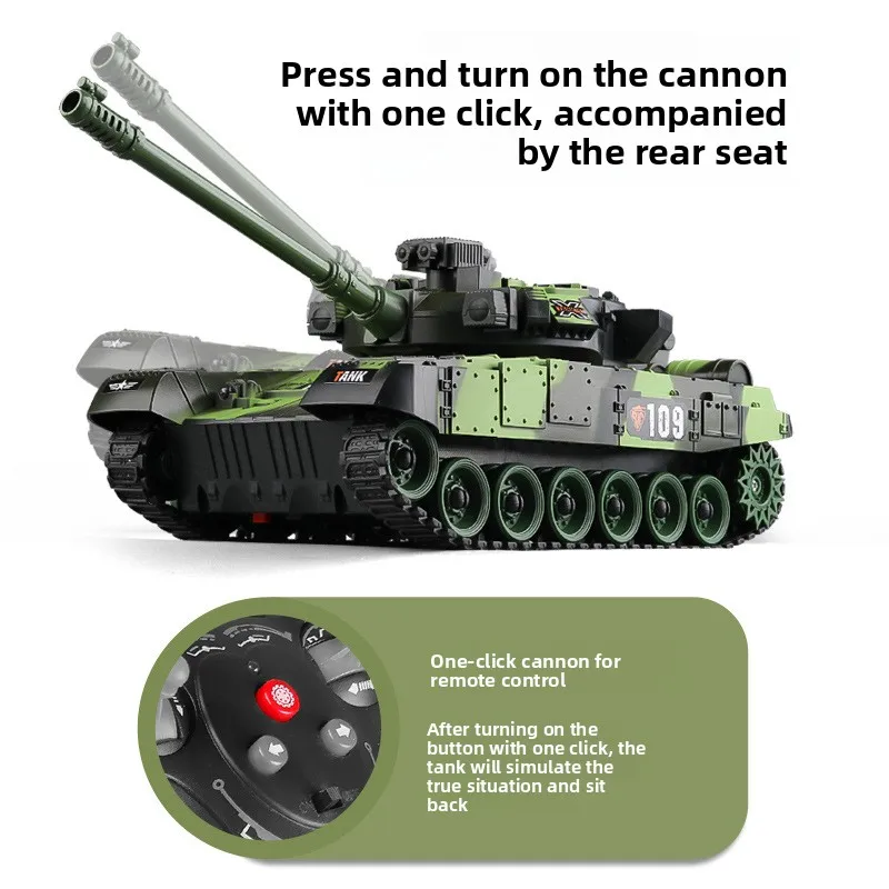 Zdalnie sterowany czołg z dzbankiem - Realistyczny model gąsienicowy pojazdu pancernego Battle Tiger dla chłopców