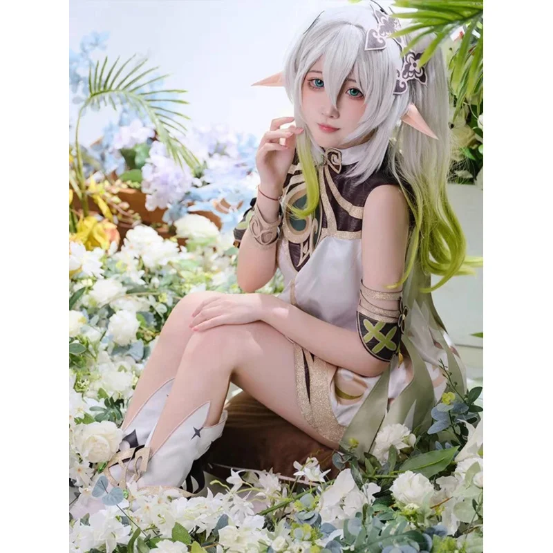 Nahida косплей Genshin Impact Nahida Lesser Lord Kusanali косплей костюм платья для девочек парик костюм одежда костюмы для Хэллоуина