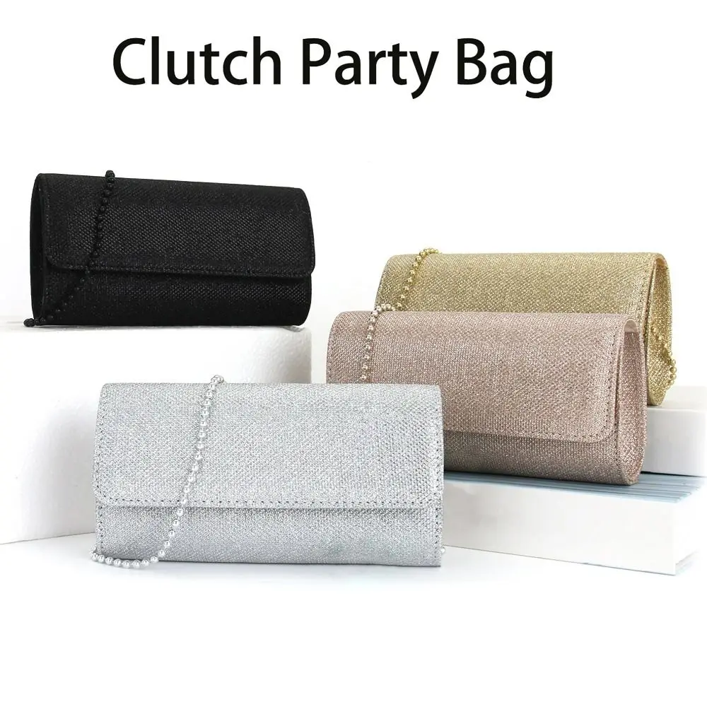 Chain Evening Bag Luxury Rhinestone Decor Underarm Banquet Clutch Cylinder Type Purse Women Female