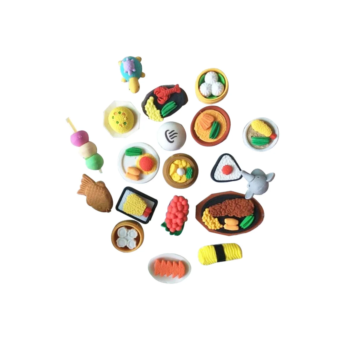 

12Pcs Cartoon Food Eraser Set Fun Shaped Pencil Erasers for Kids Bright Colored Erasers Easy to Use Student Motivation Gift