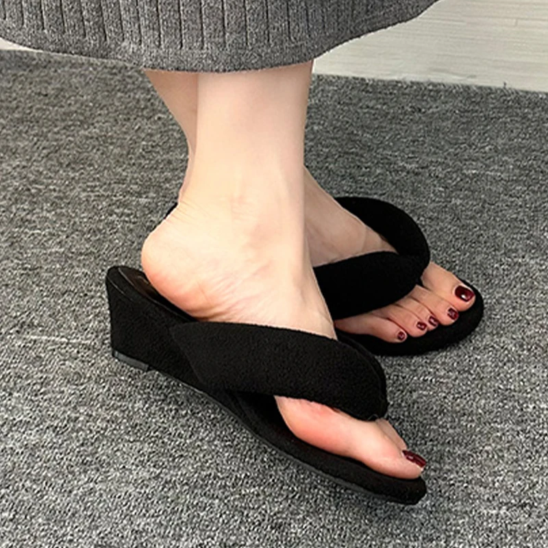 

Wedges Women's Slippers Clip Toe Fashion Dress Shoes Designer Winter Cotton Shoes 2025 New Casual Walking Zapatillas De Mujer