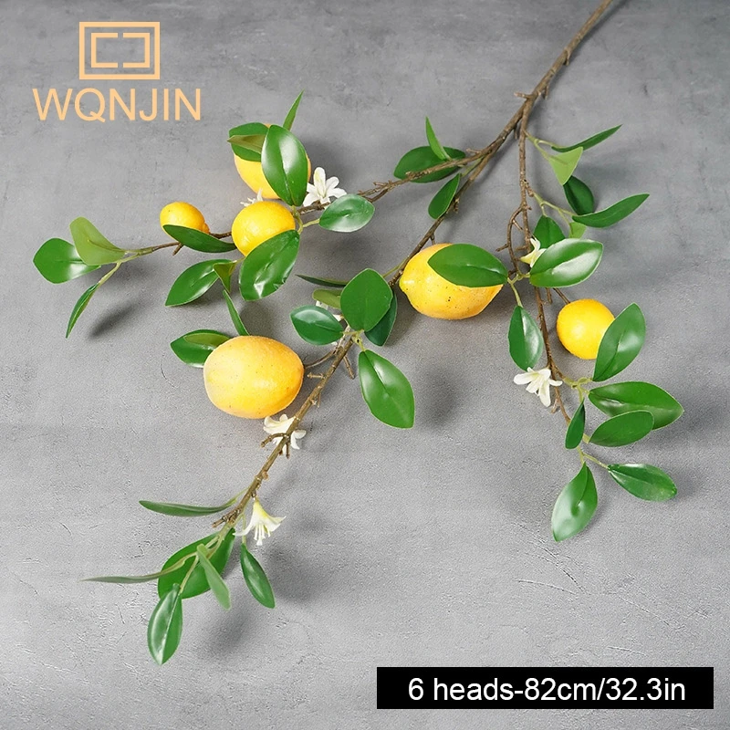 Zitronen zweige mit Frucht simulation grüne Pflanzen frische Haupt dekoration Foto Requisiten Kunststoff Obst Blumen arrangement gefälschte Blume – Detail 9