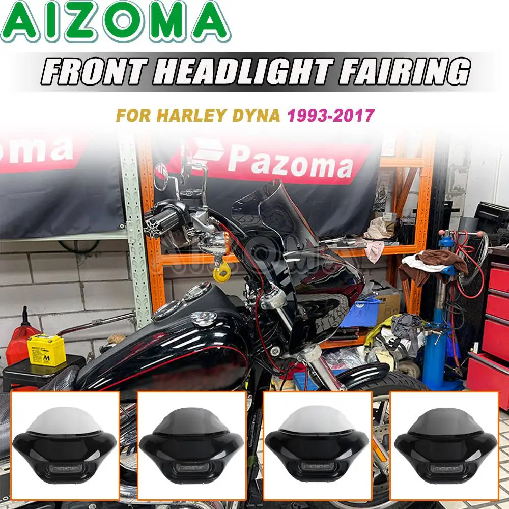 

Club Style Headlight Fairing Cowl LED DRL Turn Signal For Harley Dyna Low Rider Street Bob Super Glide FXDB FXDL FXDC 1987-2017