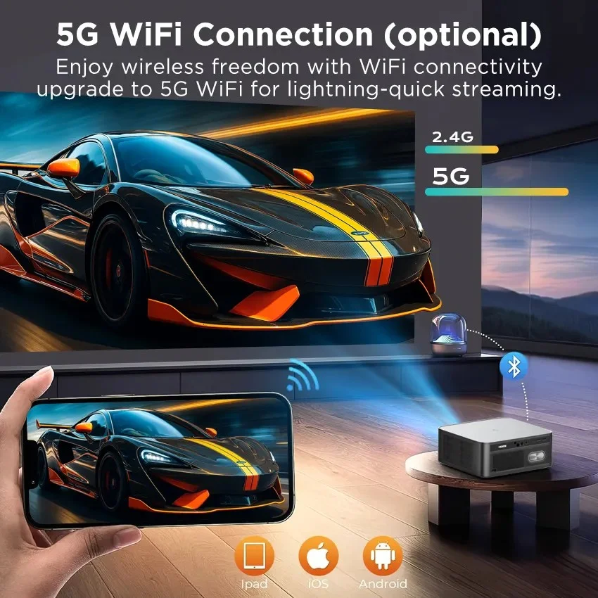 C50B 1000Ansi Lumens Smart Projector Wifi With Bluetooth Android 4K Black Home Data Outdoor Wall High Resolution Projector