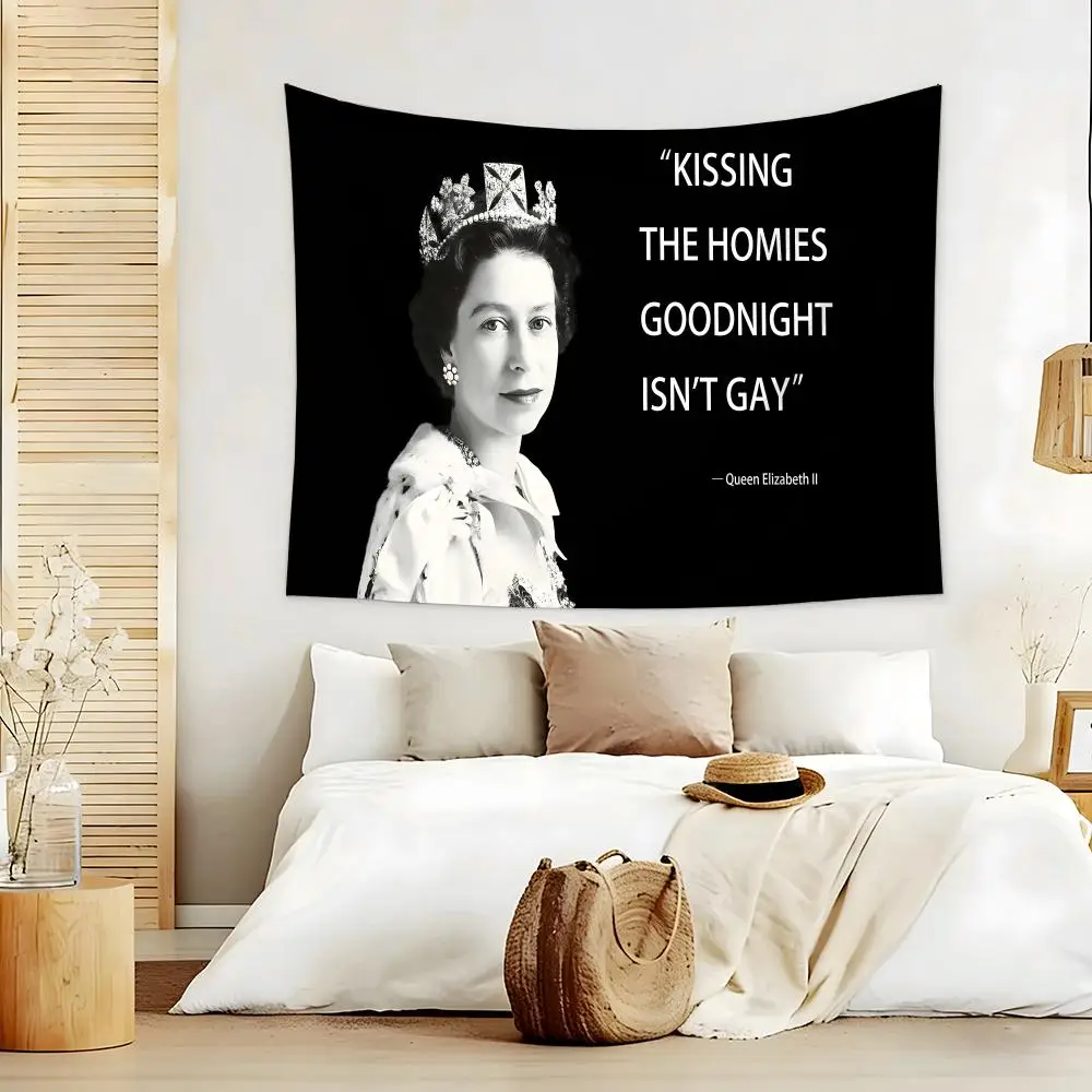 Royal Figure E-elizabeth II Tapestry Aesthetic Room Decor Lightweight Durable Wall Art with Fine Workmanship
