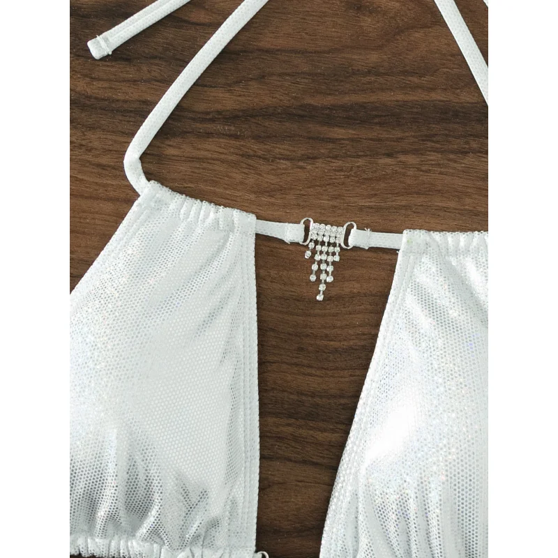 Silver Single Piece Top Swimsuit Bikini Accessories Swimsuit TiebikiniSexy Women's Fashion
