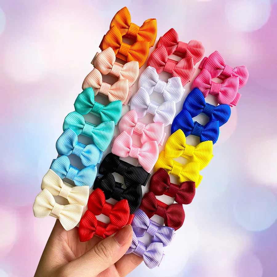 

15/30Pcs Colored Random Bow Fabric Hair Clips Suitable For Daily Use As Hair Accessories