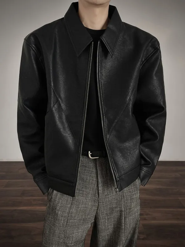 

Bla Deconstructed Leather Jaet Мужской или мотоциклетный воротник-стойка Autumn Faion Sensation Cotton 00% Jaet