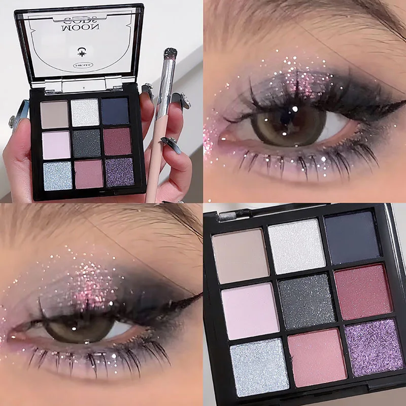 Palette di ombretti a 9 colori rosa coreano dolce trucco occhi evidenziatore Aegyosal multifunzione ombretti Pallet cosmetico