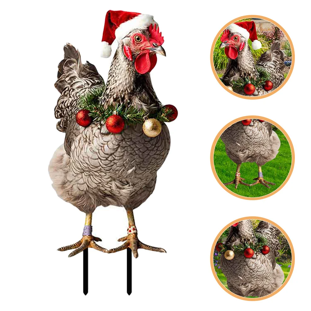 

Colorful Light Bulb Chicken Decor Christmas Lawn Stake Garden Ornament Yard Decoration Outdoor Metal Insert For Farmhouse
