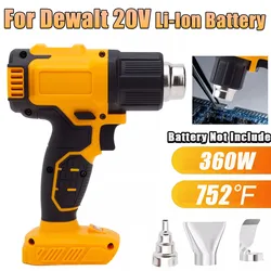 Pistola de calor sem fio para dewalt 20v dcb200 bateria para makita bl1830 bateria com 3 bicos embalagem retrátil industrial pistola de ar quente