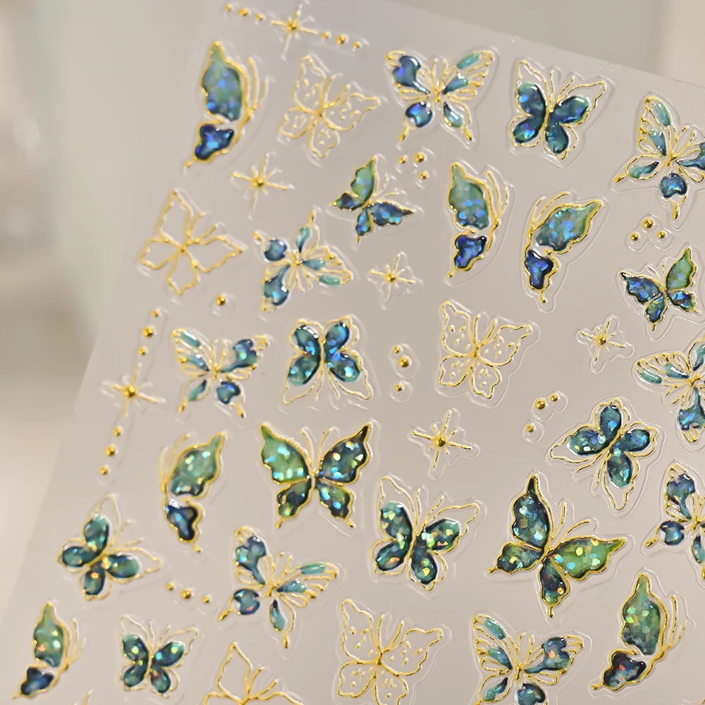5d relevo fantasia borboleta verde adesivos de unhas bronzeamento asas de borboleta projetos autoadesivos sliders decalques diy suprimentos de unhas