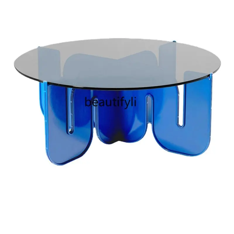 

Acrylic Tea Table Creative Personality Advanced Light Luxury Small Apartment Glass Table Minimalist Living Room Modern