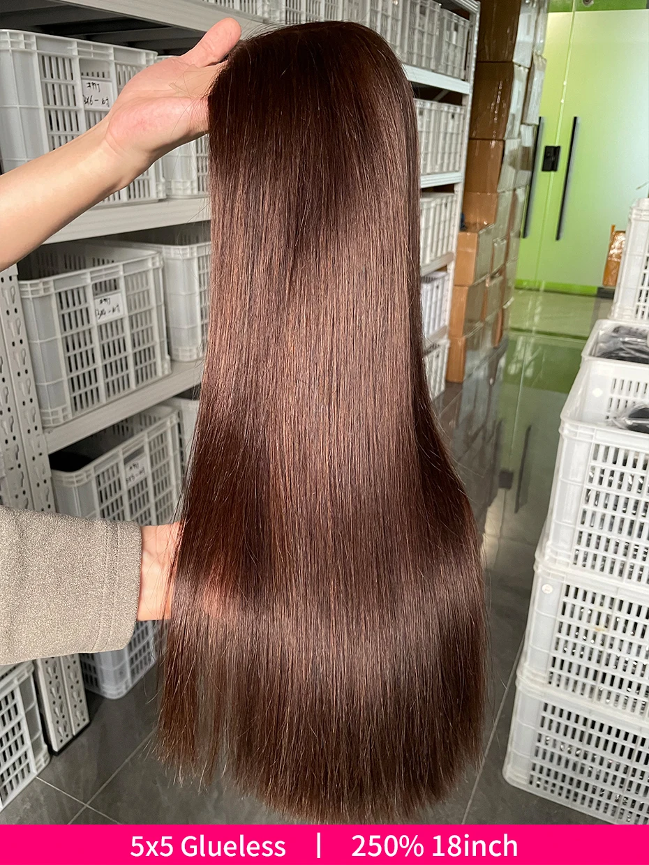 #2 Brown Chocolate Color 250 Density Lace Frontal Wig Human Hair Raw Vietnamese Double Drawn 13x4 Bob Lace Front Human Hair Wigs