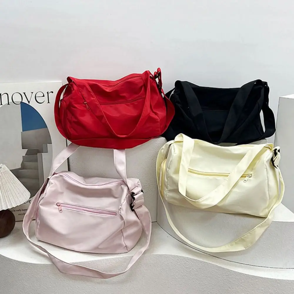 Solid Color Crossbody Tote Bags Canvas Large Capacity Gym Fitness Bag Niche Design Casual Sports Shoulder Bag Swimming